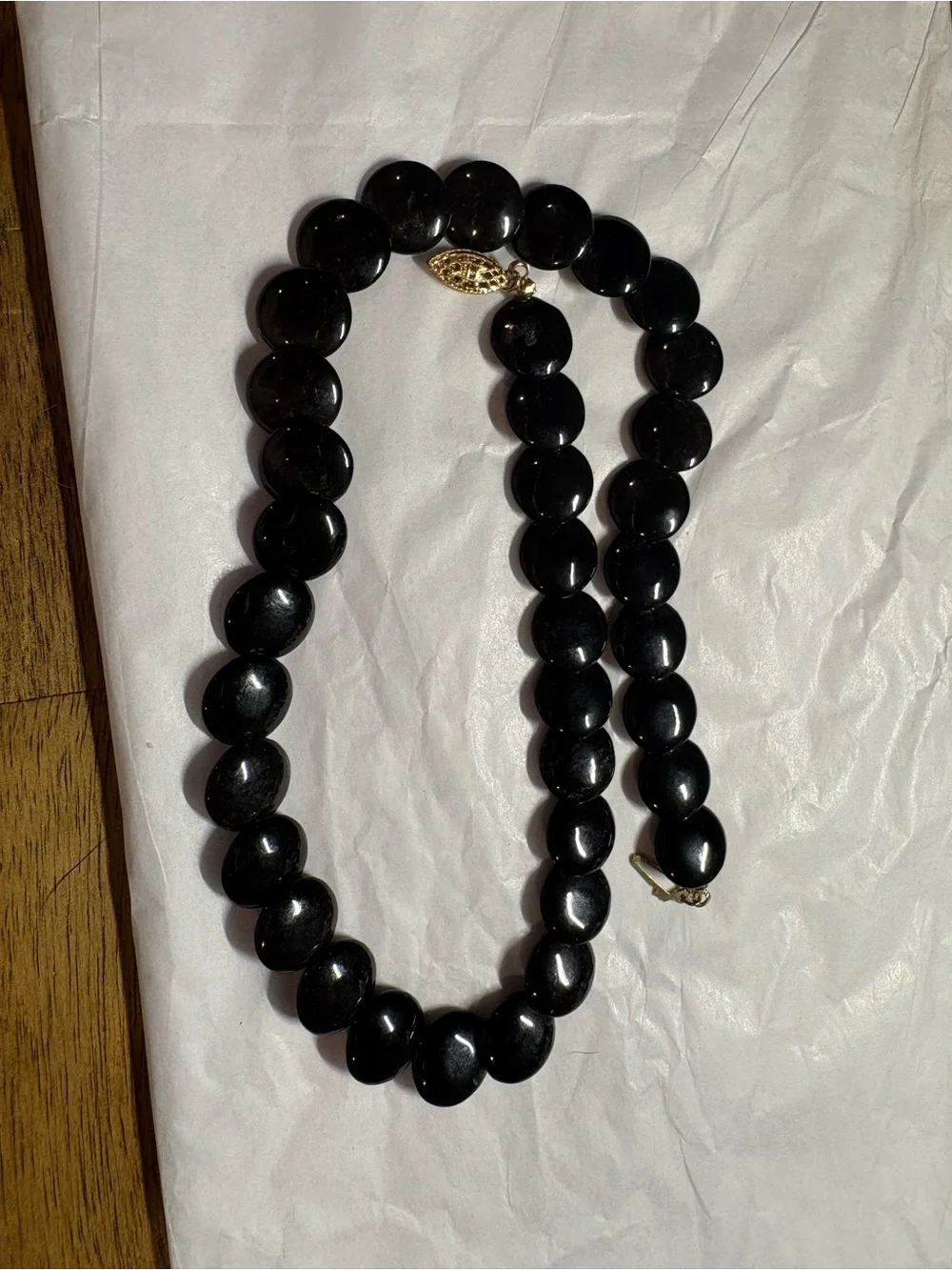 Black Beaded Necklace with Gold Clasp - Women Jewelry